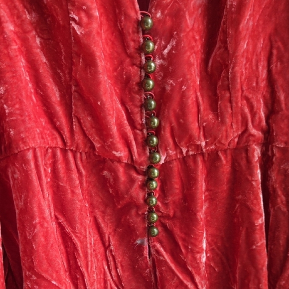 Free People Coral/Pink/Red Crushed Velvet Romper Size 10 - Picture 2 of 16